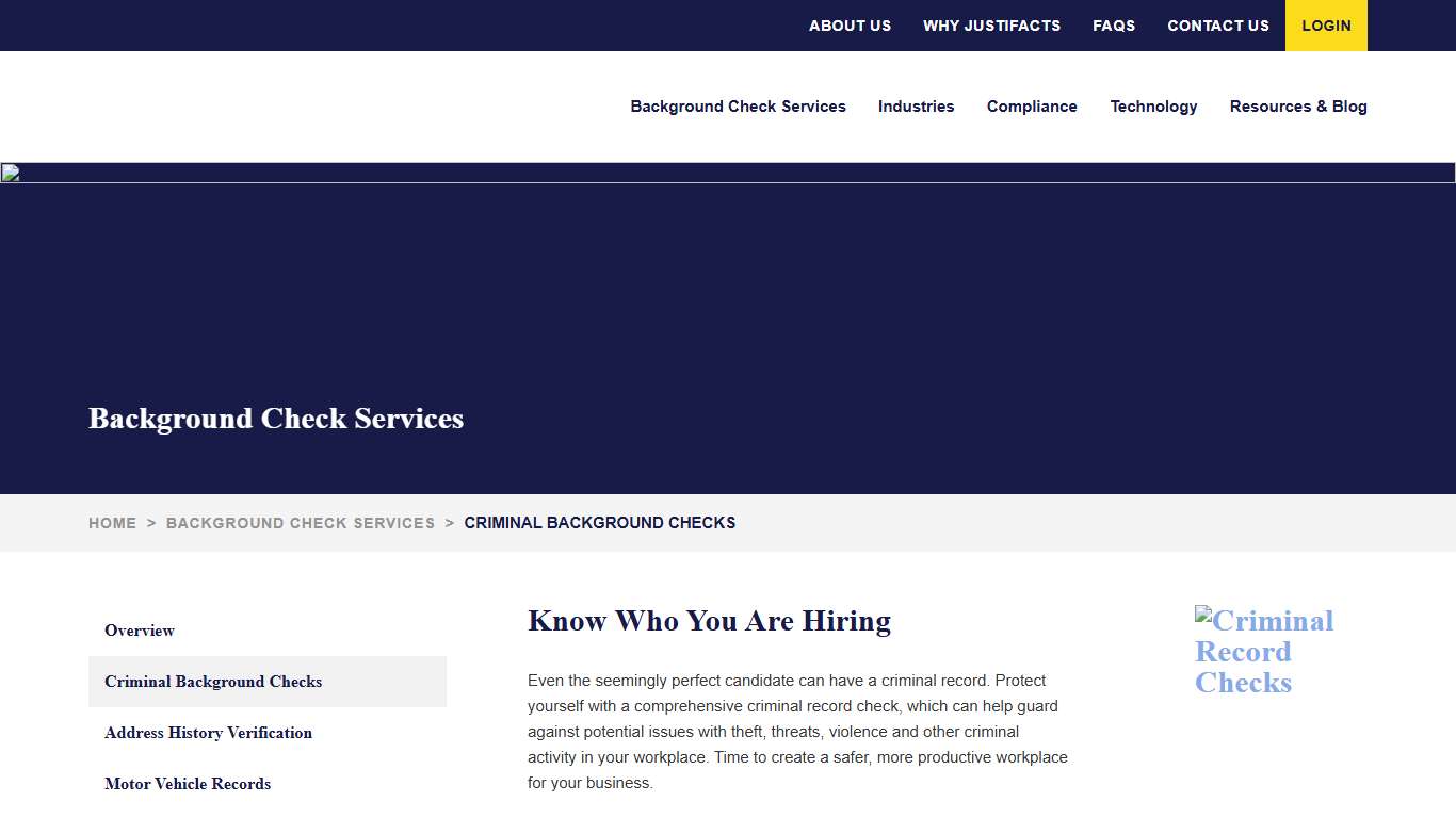 Criminal Record Checks | Justifacts Credential Verification, Inc.